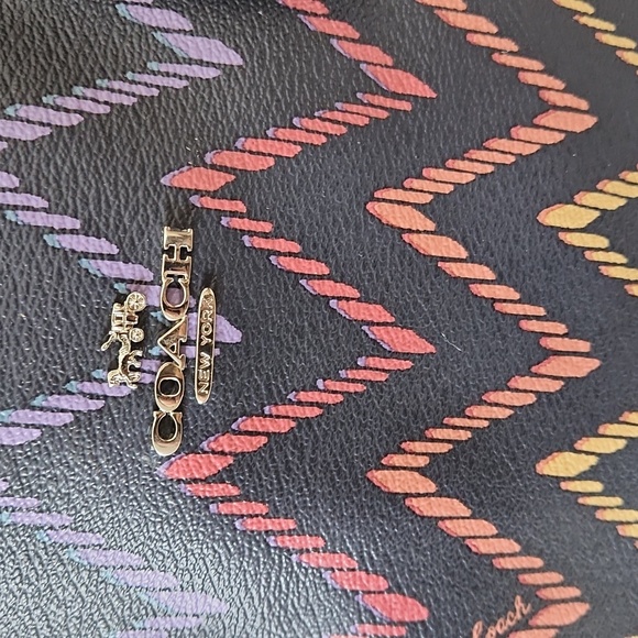 Beautiful NWT Coach Reversible Geo Chevron Multicolor Midnight City Tote 🌈💜💙 - Picture 5 of 17